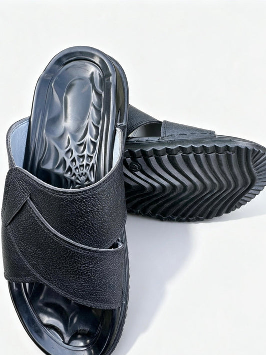 BLACK CROSS SLIDES/SPIDER SHAPE SOF SOLE/SUPER SOFT/HIGH QUALITY LEATHER - Raahi Pk