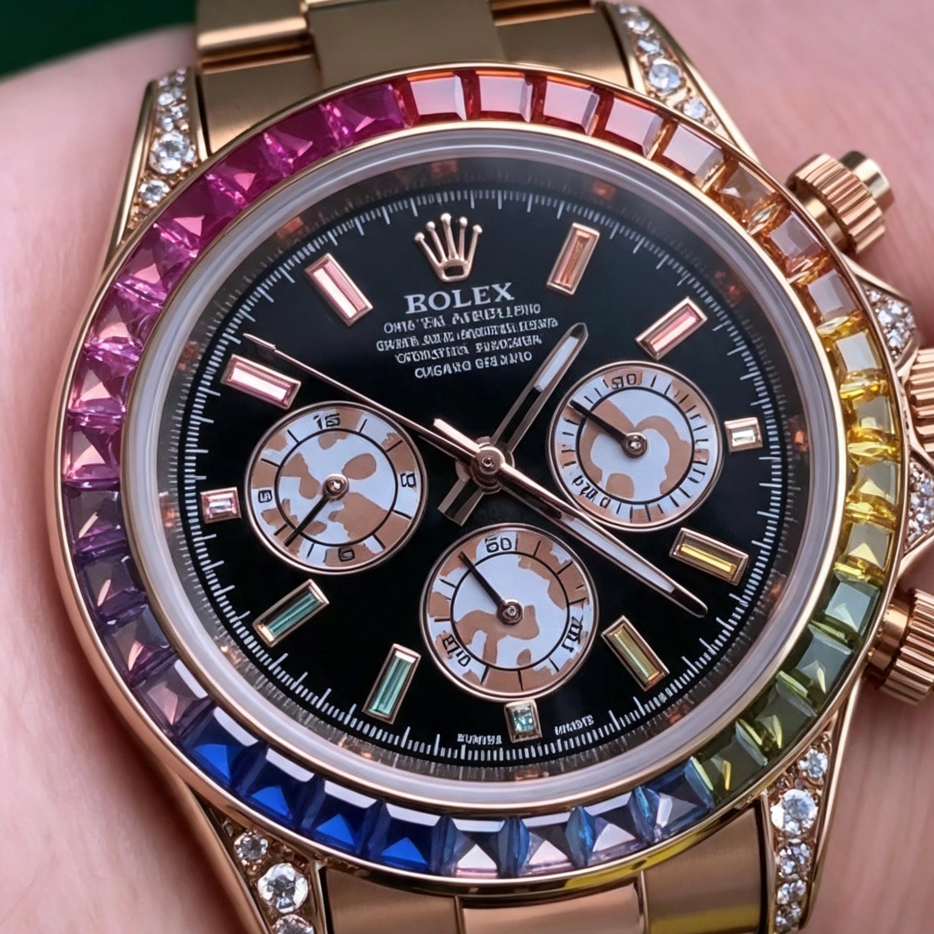 Gold-Tone Rainbow Dial Watch