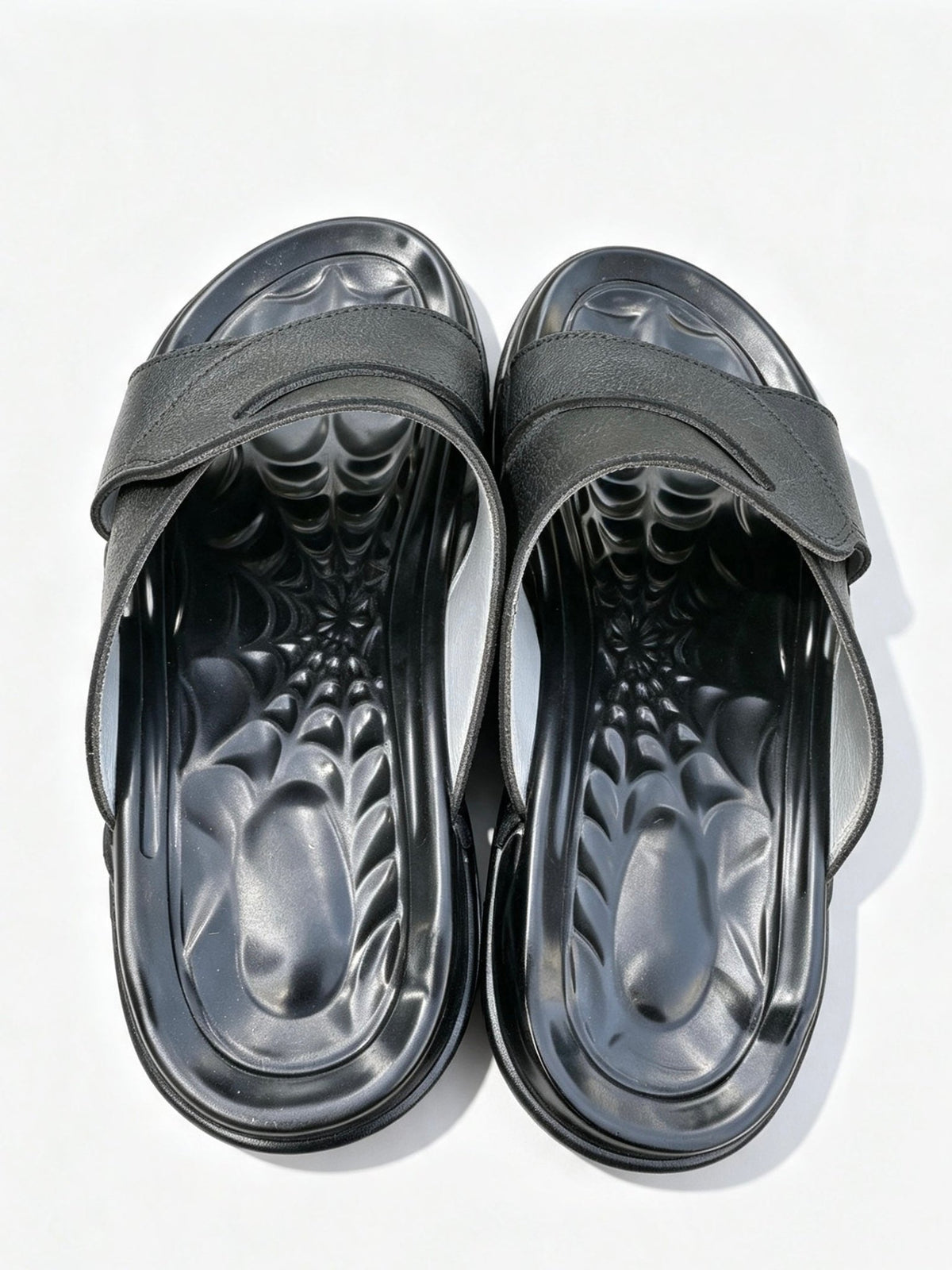 BLACK CROSS SLIDES/SPIDER SHAPE SOF SOLE/SUPER SOFT/HIGH QUALITY LEATHER - Raahi Pk