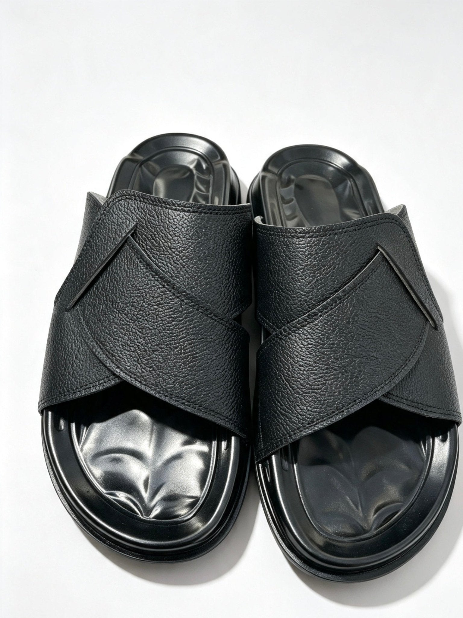 BLACK CROSS SLIDES/SPIDER SHAPE SOF SOLE/SUPER SOFT/HIGH QUALITY LEATHER - Raahi Pk
