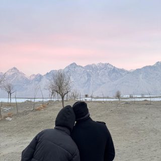 Expansive sand dunes of Katpana Desert near Skardu under a clear blue sky