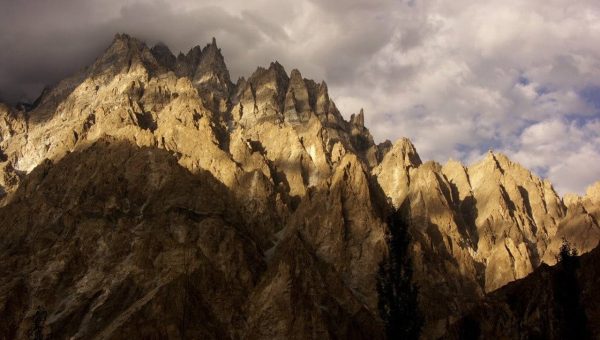Panoramic view of Chilas town with surrounding mountains and Karakoram Highway