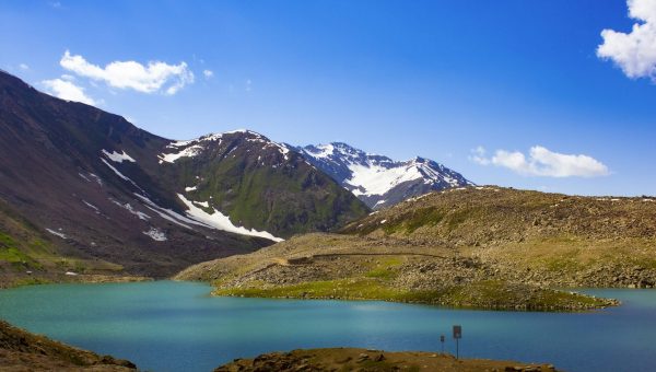 Hunza and Hooper Valley with snow peaks, terraced fields, and glaciers